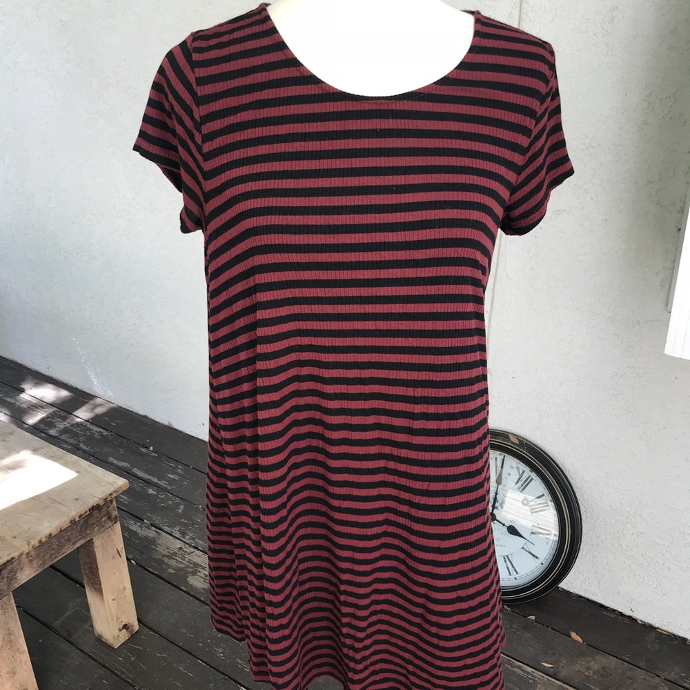 Burgundy Striped Dress